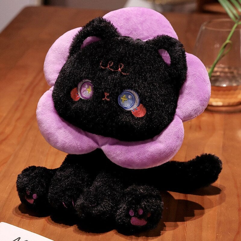 Kawaii Plüschkatze – Schwarz Weiß Kuscheltier für Kinder und Sammler