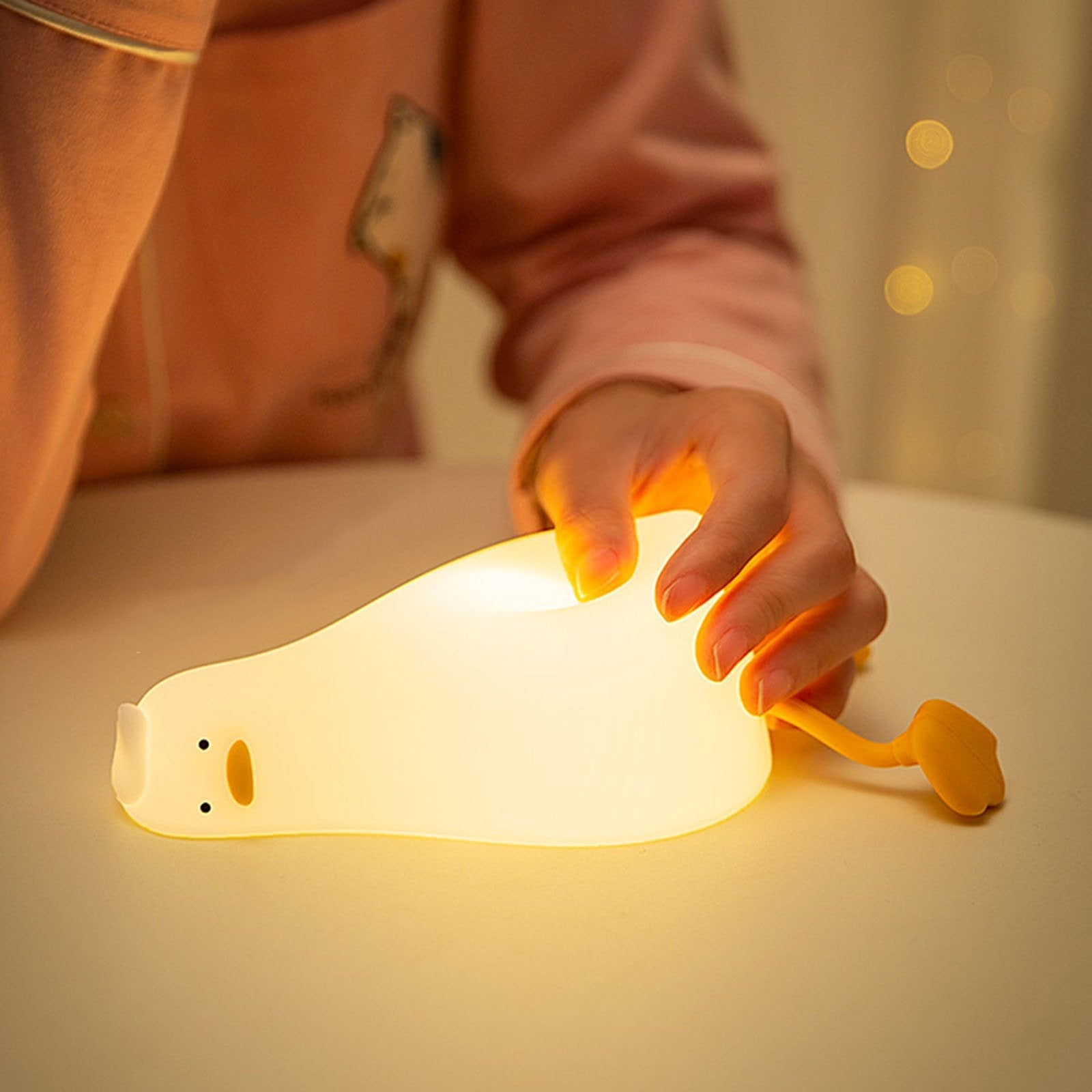 LED Nachtlicht Ente – Schlafende Ente Nachtlampe für Kinderzimmer, weich und sicher