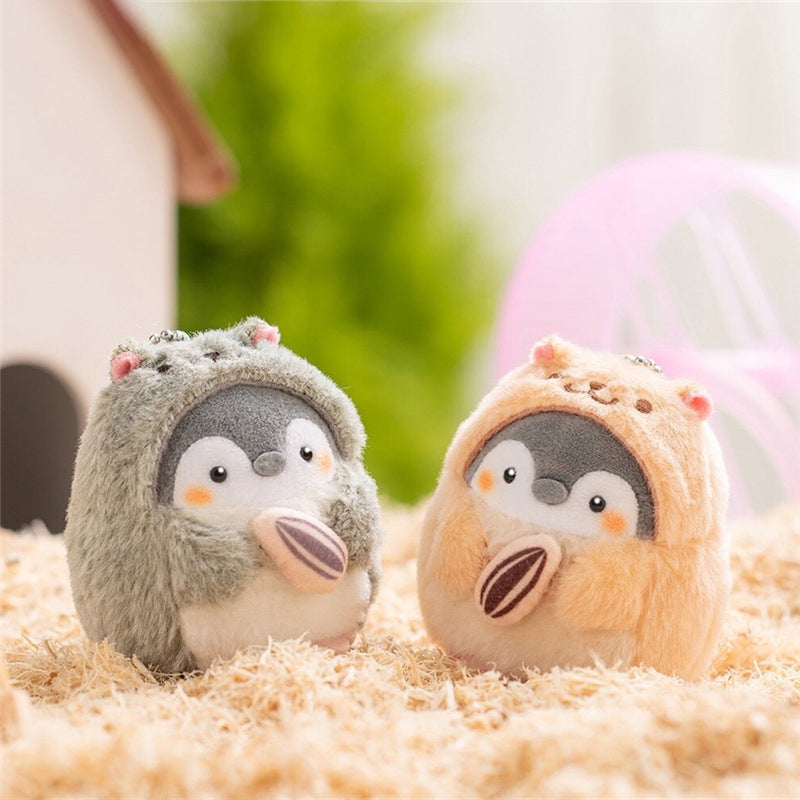 Mini Kawaii Pinguin Hamster Schlüsselanhänger – Süßer Plüsch Anhänger für Taschen