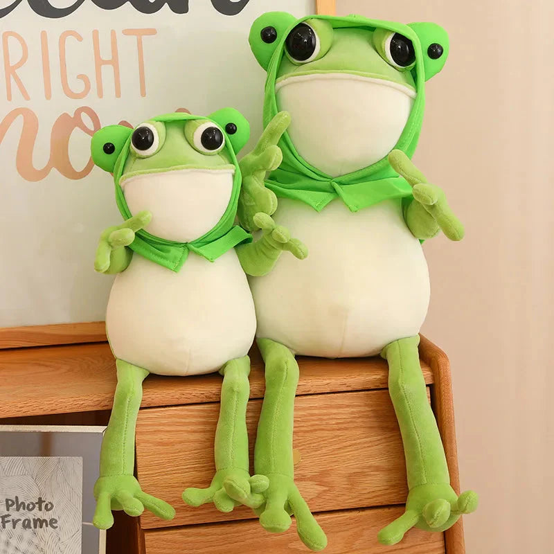 Plüschfrosch mit Hut – Lustiger grüner Frosch Plüschtier für Kinder und Sammler