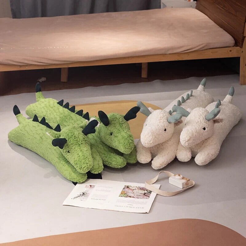 Plüschtiere Drache – Kuschelige grüne und weiße Drachen-Plüschfiguren für Kinder