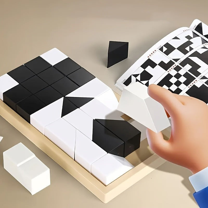 180 Piece 3D Puzzle Board Game with Pattern Cards and Interlocking Tiles for Kids