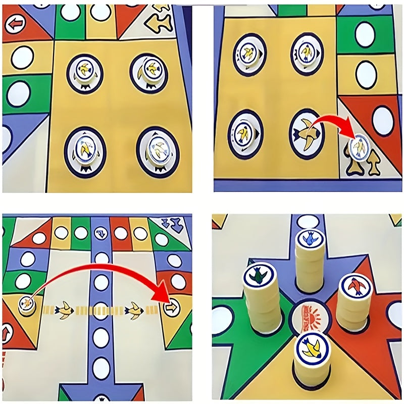Foldable Ludo Board Game Mat with Dice