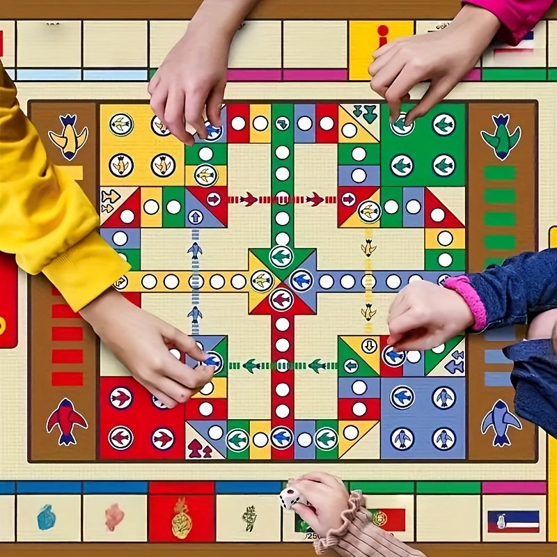 Foldable Ludo Board Game Mat with Dice