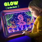 LED Light-Up Drawing Tablet for Kids with Neon Glow Effect and Reusable Writing Surface