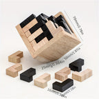 Wooden L Shaped Puzzle Cube Set with Interlocking Blocks for Kids Brain Teaser