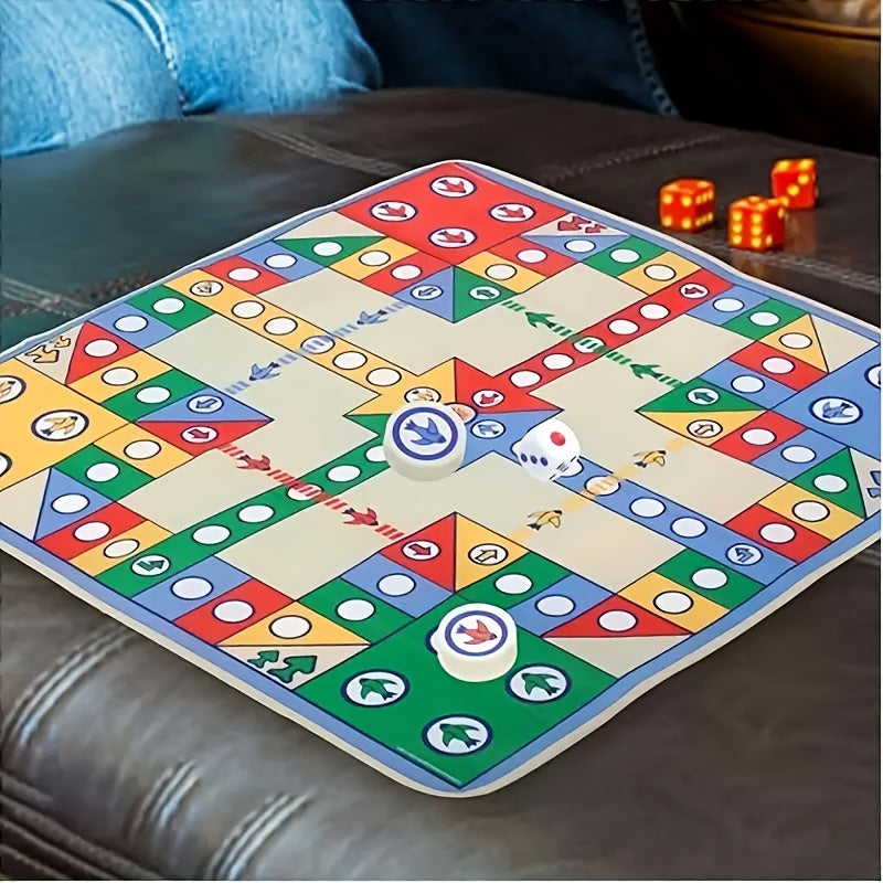 Foldable Ludo Board Game Mat with Dice