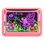 LED Light-Up Drawing Tablet for Kids with Neon Glow Effect and Reusable Writing Surface