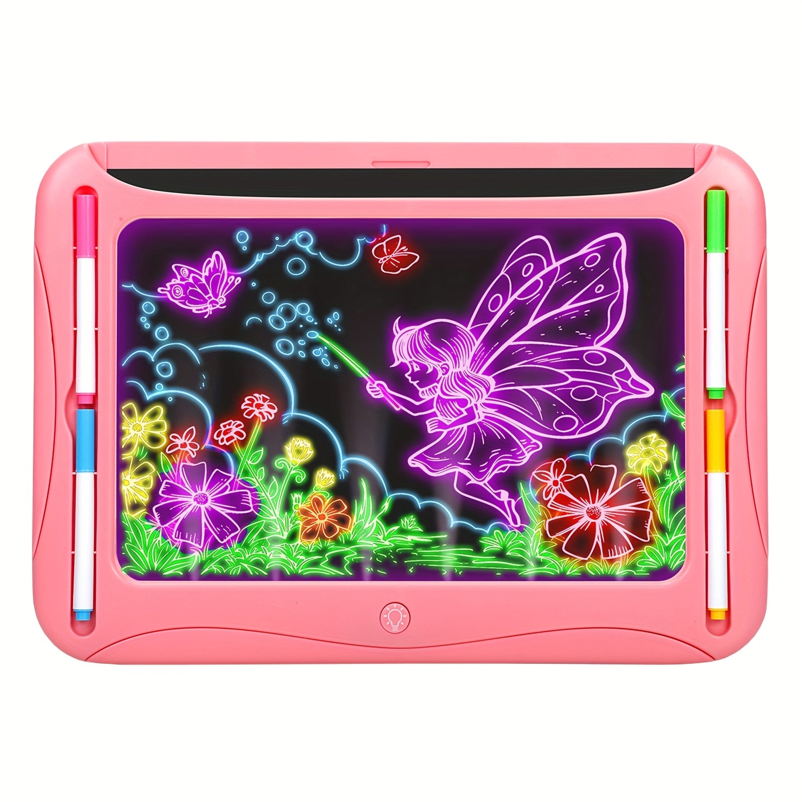 LED Light-Up Drawing Tablet for Kids with Neon Glow Effect and Reusable Writing Surface