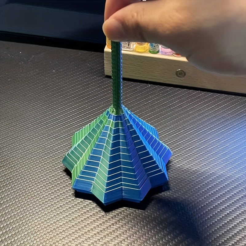 3D Geometric Cascade Fidget Toy with Folding Layers