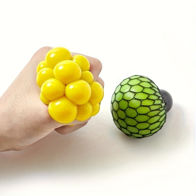 Grape Mesh Squishy Stress Ball Toy with Color-Changing Squeeze Effect