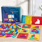 Kids Puzzle Blocks Brain Teaser Game with Colorful Interlocking Pieces