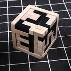 Wooden L Shaped Puzzle Cube Set with Interlocking Blocks for Kids Brain Teaser