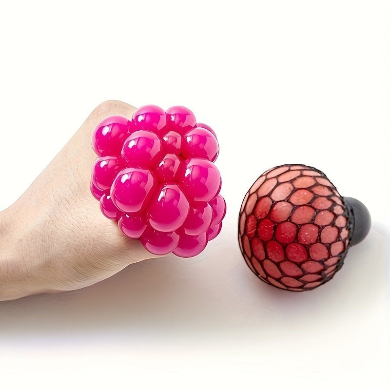 Grape Mesh Squishy Stress Ball Toy with Color-Changing Squeeze Effect