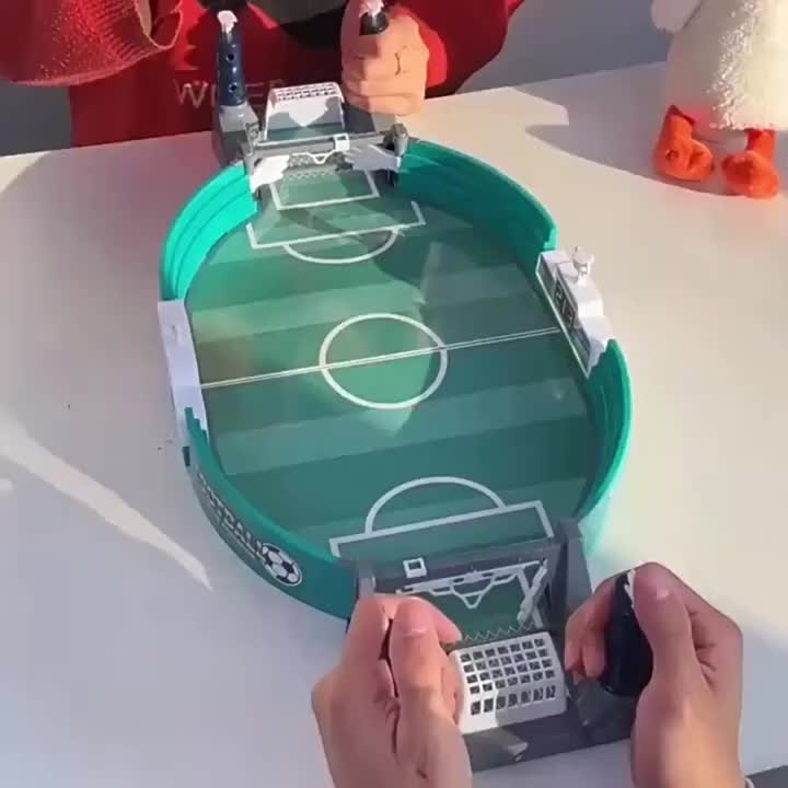 Portable Tabletop Soccer Game with Dual Launch Controls and Scoreboard