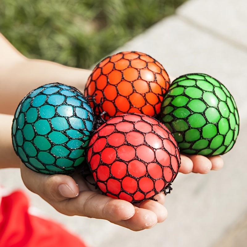 Grape Mesh Squishy Stress Ball Toy with Color-Changing Squeeze Effect