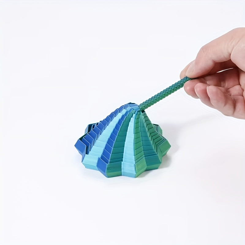 3D Geometric Cascade Fidget Toy with Folding Layers