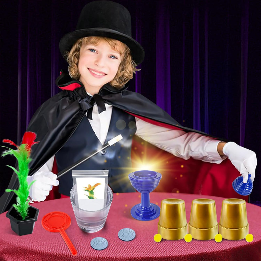 Kids Magic Tricks Set with Cups, Wand and Illusion Props Including Easy Magic Kit