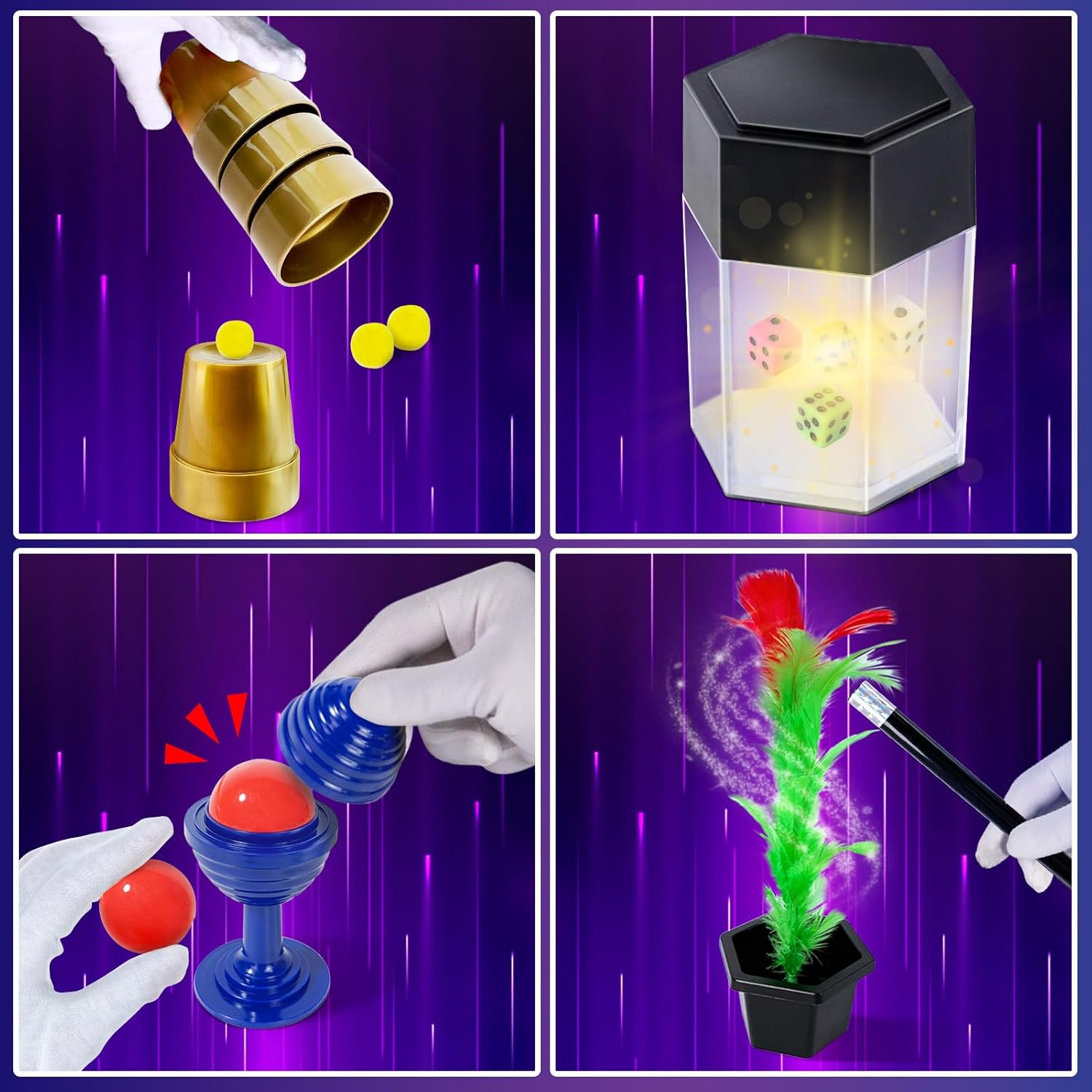 Kids Magic Tricks Set with Cups, Wand and Illusion Props Including Easy Magic Kit