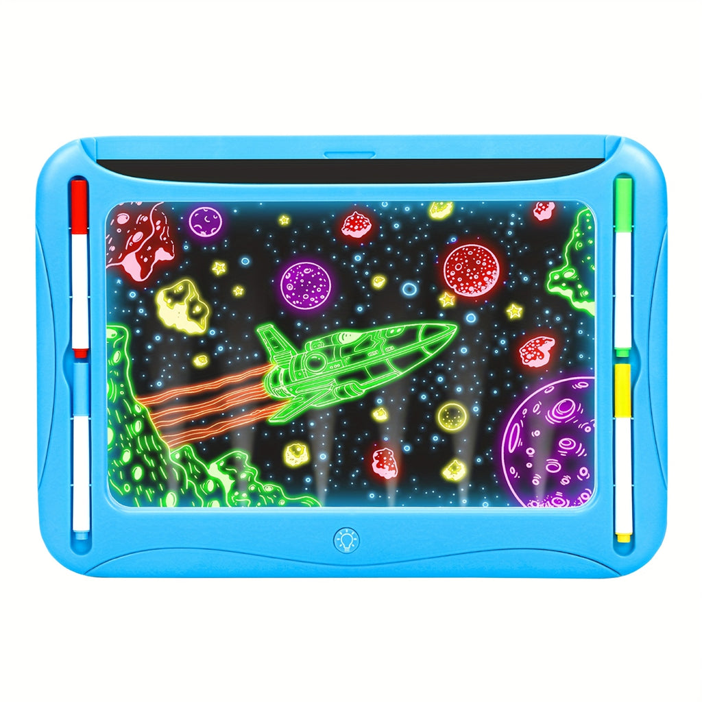 LED Light-Up Drawing Tablet for Kids with Neon Glow Effect and Reusable Writing Surface