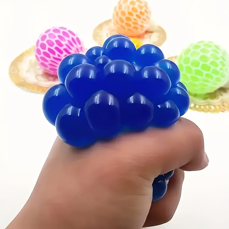 Grape Mesh Squishy Stress Ball Toy with Color-Changing Squeeze Effect