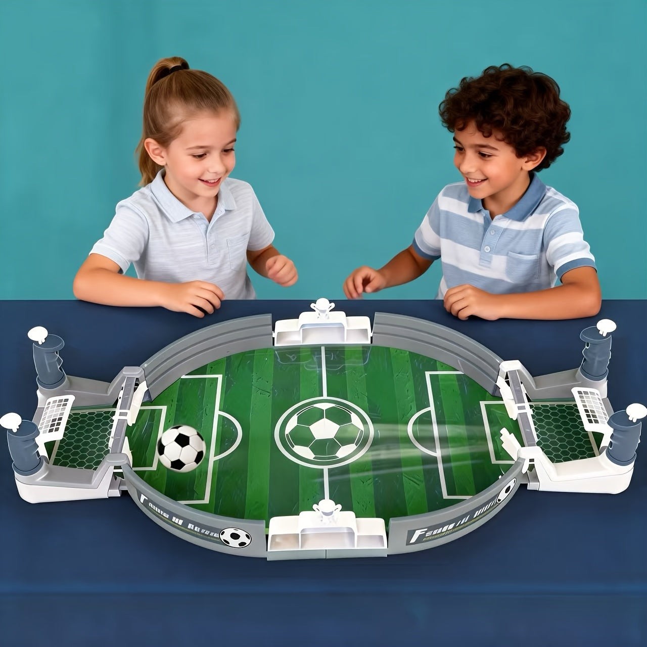 Portable Tabletop Soccer Game with Dual Launch Controls and Scoreboard