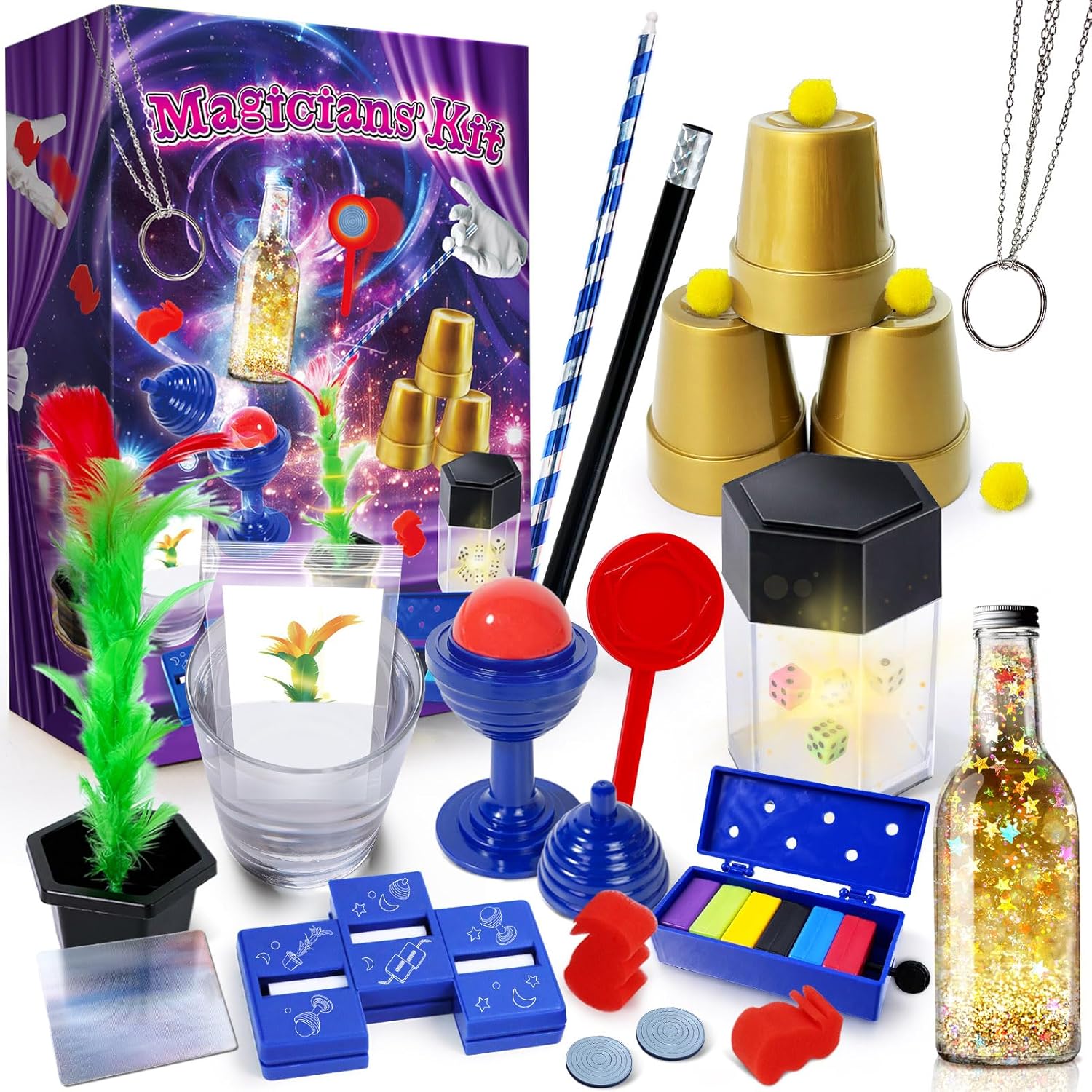 Kids Magic Tricks Set with Cups, Wand and Illusion Props Including Easy Magic Kit