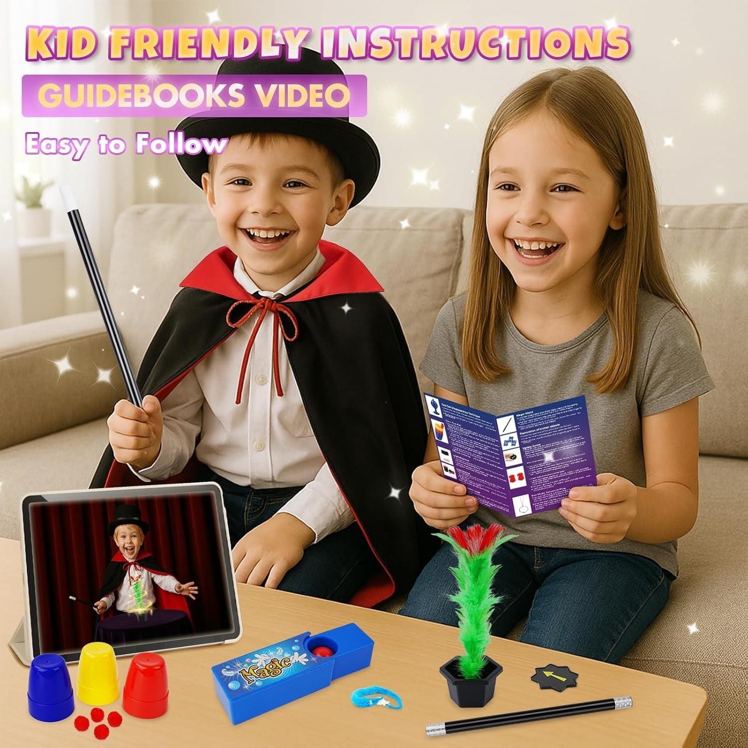 Kids Magic Tricks Set with Wand, Hat and Cape Costume