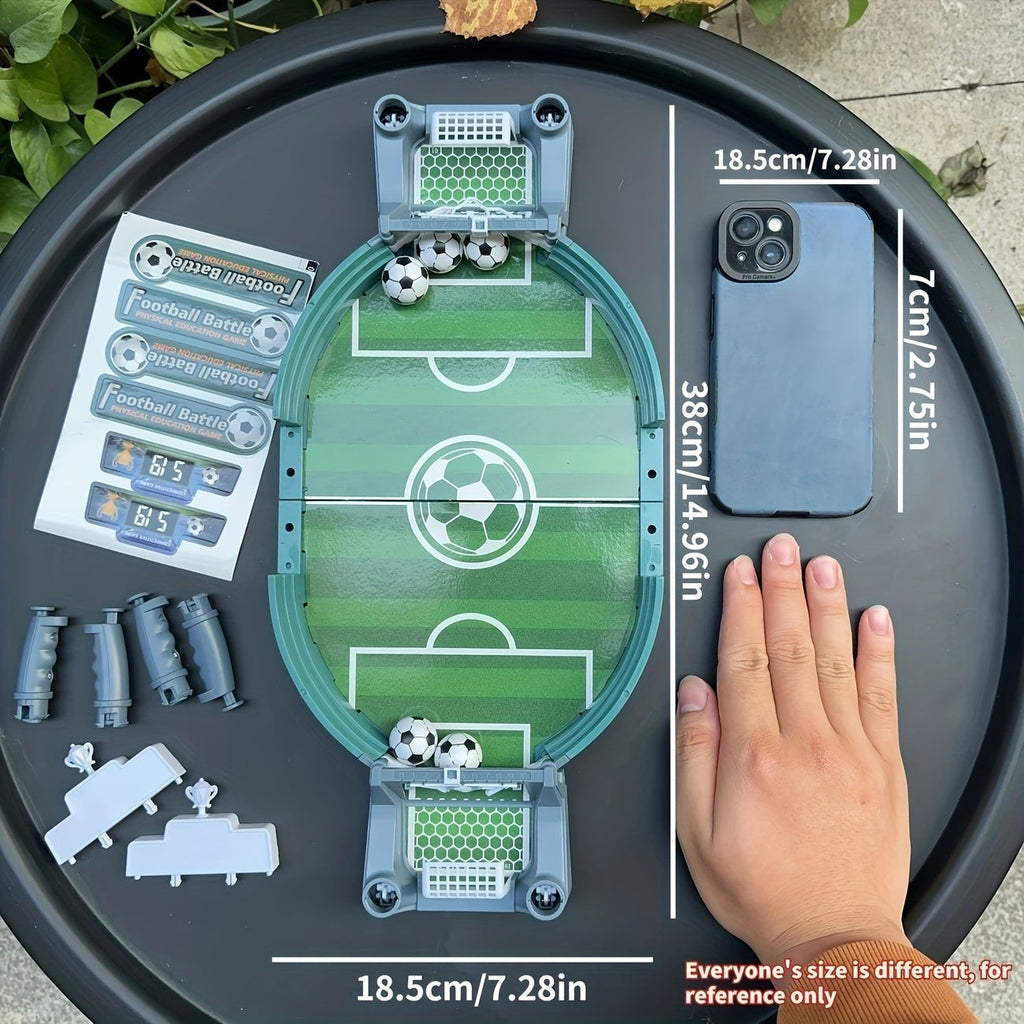 Portable Tabletop Soccer Game with Dual Launch Controls and Scoreboard