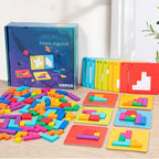 Kids Puzzle Blocks Brain Teaser Game with Colorful Interlocking Pieces