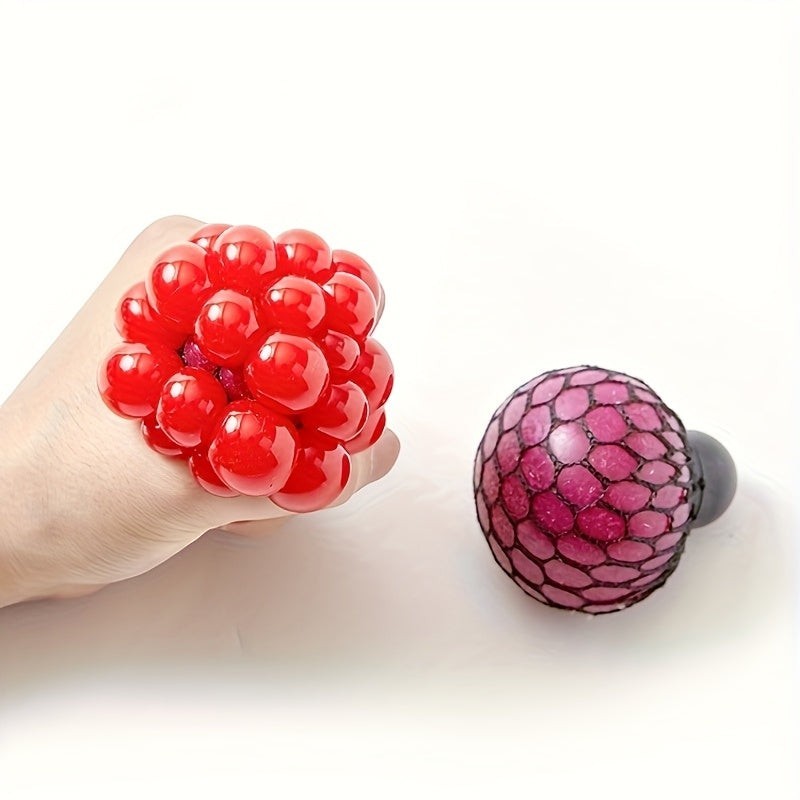 Grape Mesh Squishy Stress Ball Toy with Color-Changing Squeeze Effect