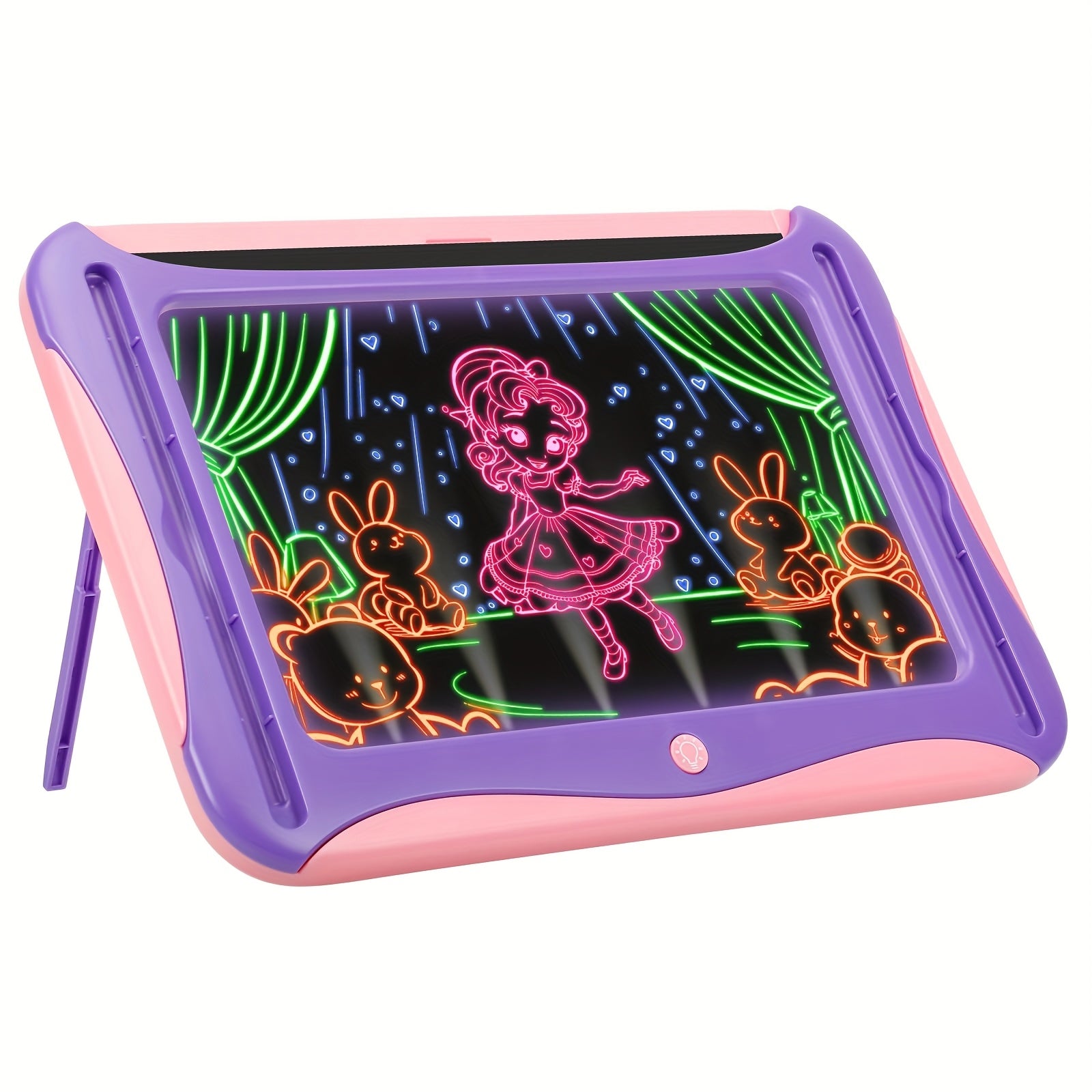 LED Light-Up Drawing Tablet for Kids with Neon Glow Effect and Reusable Writing Surface