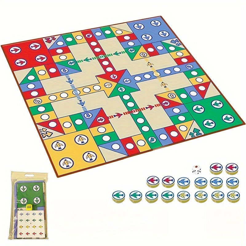 Foldable Ludo Board Game Mat with Dice