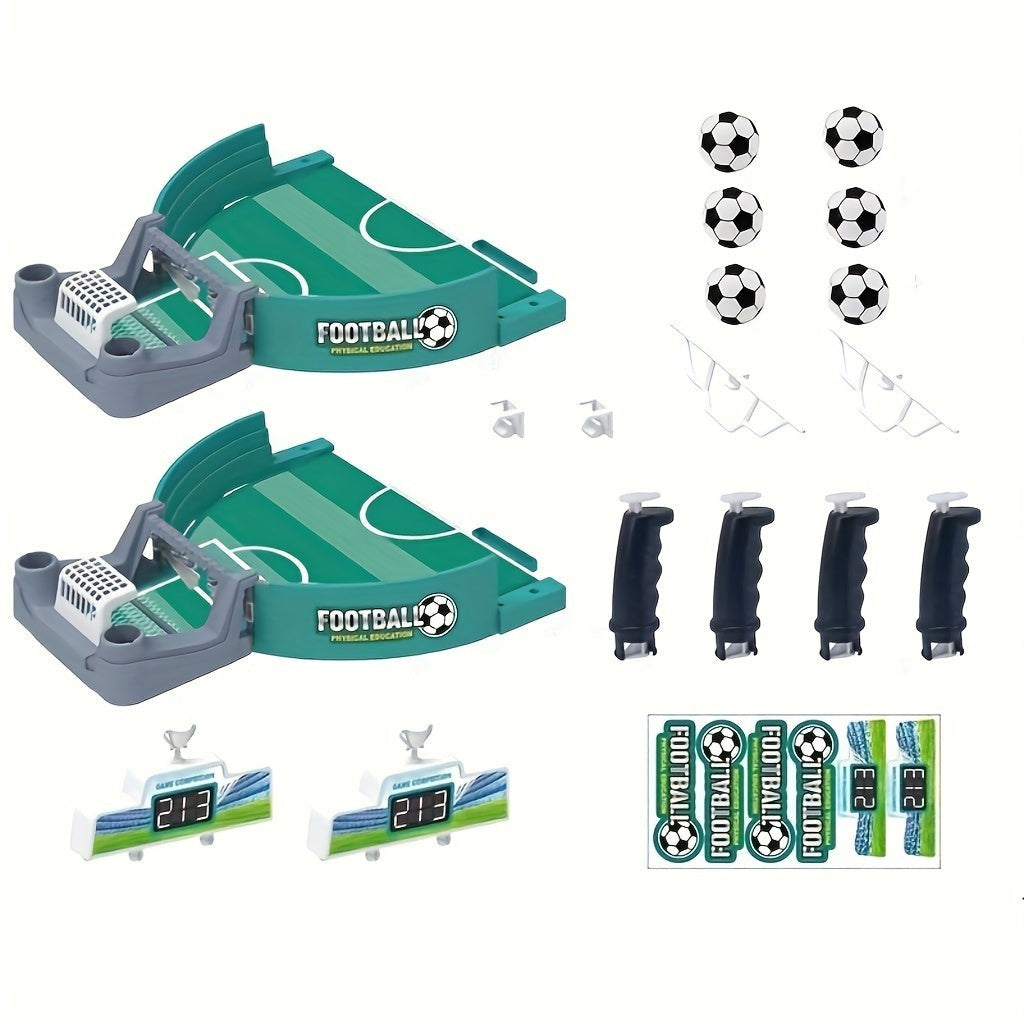 Portable Tabletop Soccer Game with Dual Launch Controls and Scoreboard