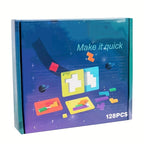 Kids Puzzle Blocks Brain Teaser Game with Colorful Interlocking Pieces