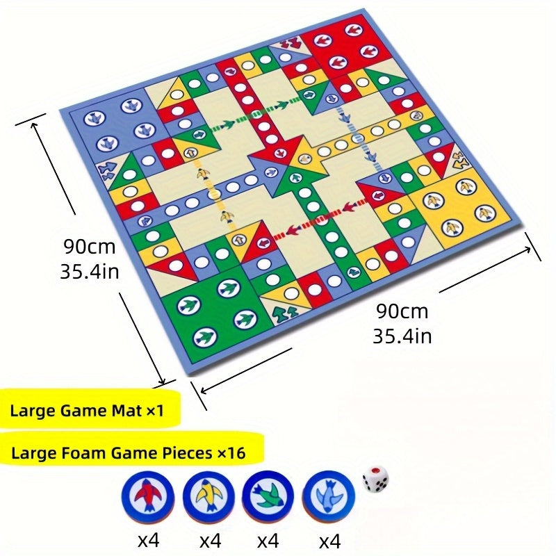 Foldable Ludo Board Game Mat with Dice