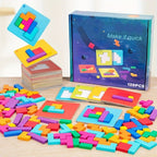 Kids Puzzle Blocks Brain Teaser Game with Colorful Interlocking Pieces