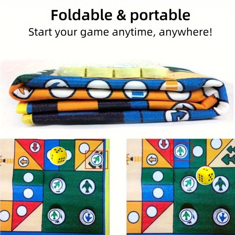 Foldable Ludo Board Game Mat with Dice