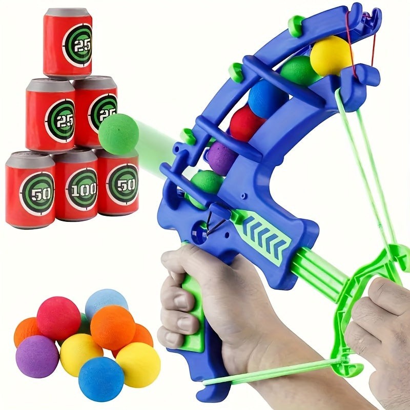 Kids Foam Ball Blaster Shooting Toy Set with Target Cans