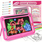 LED Light-Up Drawing Tablet for Kids with Neon Glow Effect and Reusable Writing Surface