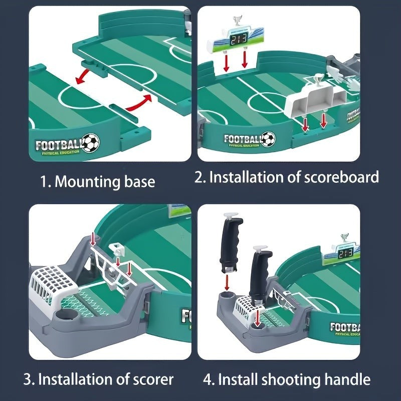 Portable Tabletop Soccer Game with Dual Launch Controls and Scoreboard