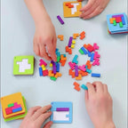 Kids Puzzle Blocks Brain Teaser Game with Colorful Interlocking Pieces