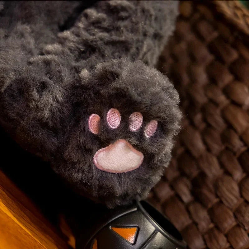 Halloween Plüschkatze – Schwarze Hexenkatze Kuscheltier für Kinder