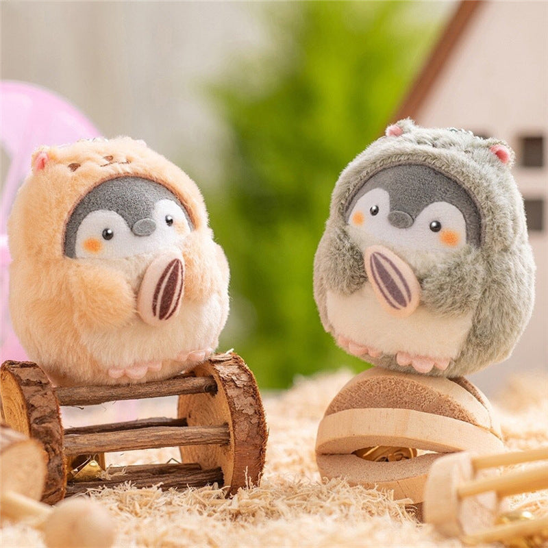 Mini Kawaii Pinguin Hamster Schlüsselanhänger – Süßer Plüsch Anhänger für Taschen