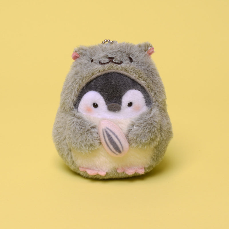 Mini Kawaii Pinguin Hamster Schlüsselanhänger – Süßer Plüsch Anhänger für Taschen