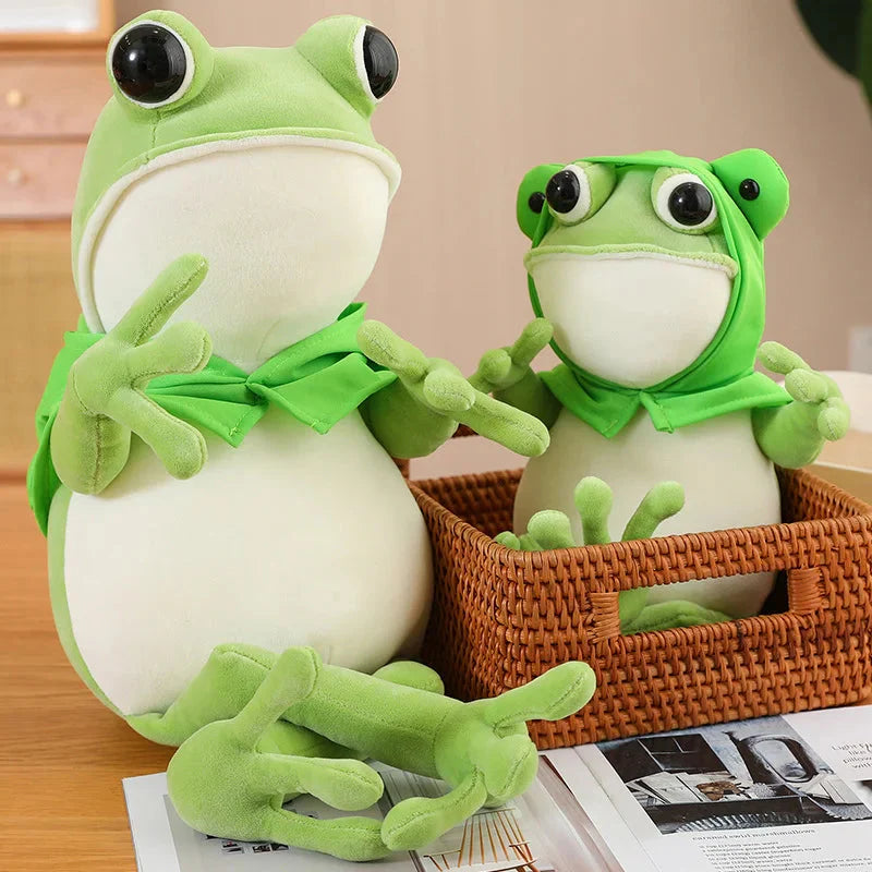Plüschfrosch mit Hut – Lustiger grüner Frosch Plüschtier für Kinder und Sammler