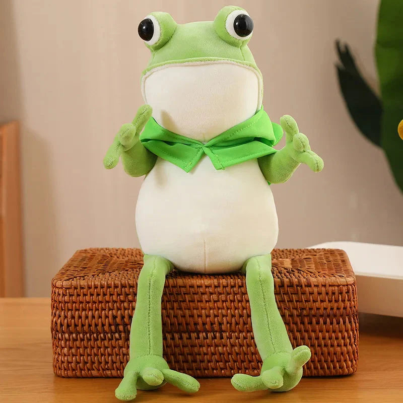 Plüschfrosch mit Hut – Lustiger grüner Frosch Plüschtier für Kinder und Sammler